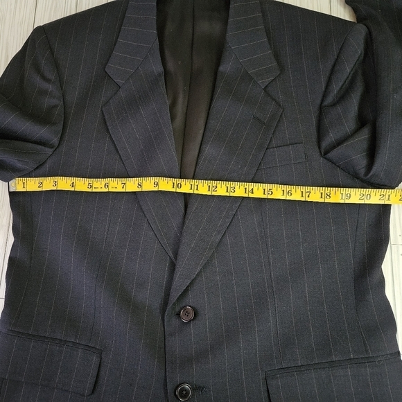 Givenchy Vintage Single Breast Tailored Pinstripe Blazer in Blue and Tan Sz 39S - Picture 12 of 16